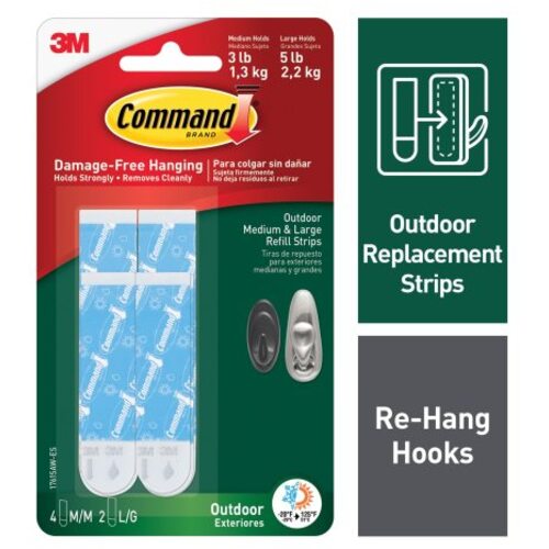 Command Outdoor Medium and Large Refill Strips 17615AW-ES