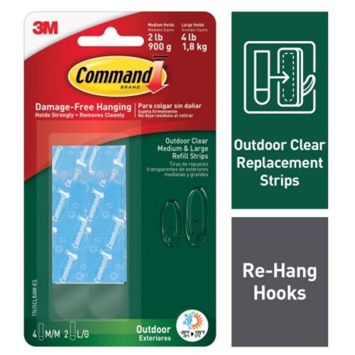 Command Outdoor Clear Medium and Large Refill Strips 17615CLRAW-ES